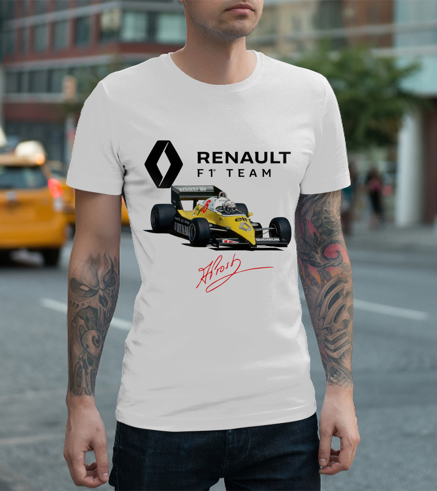 Renault F1 Team Alain Prost Racing Car Signature T-Shirt