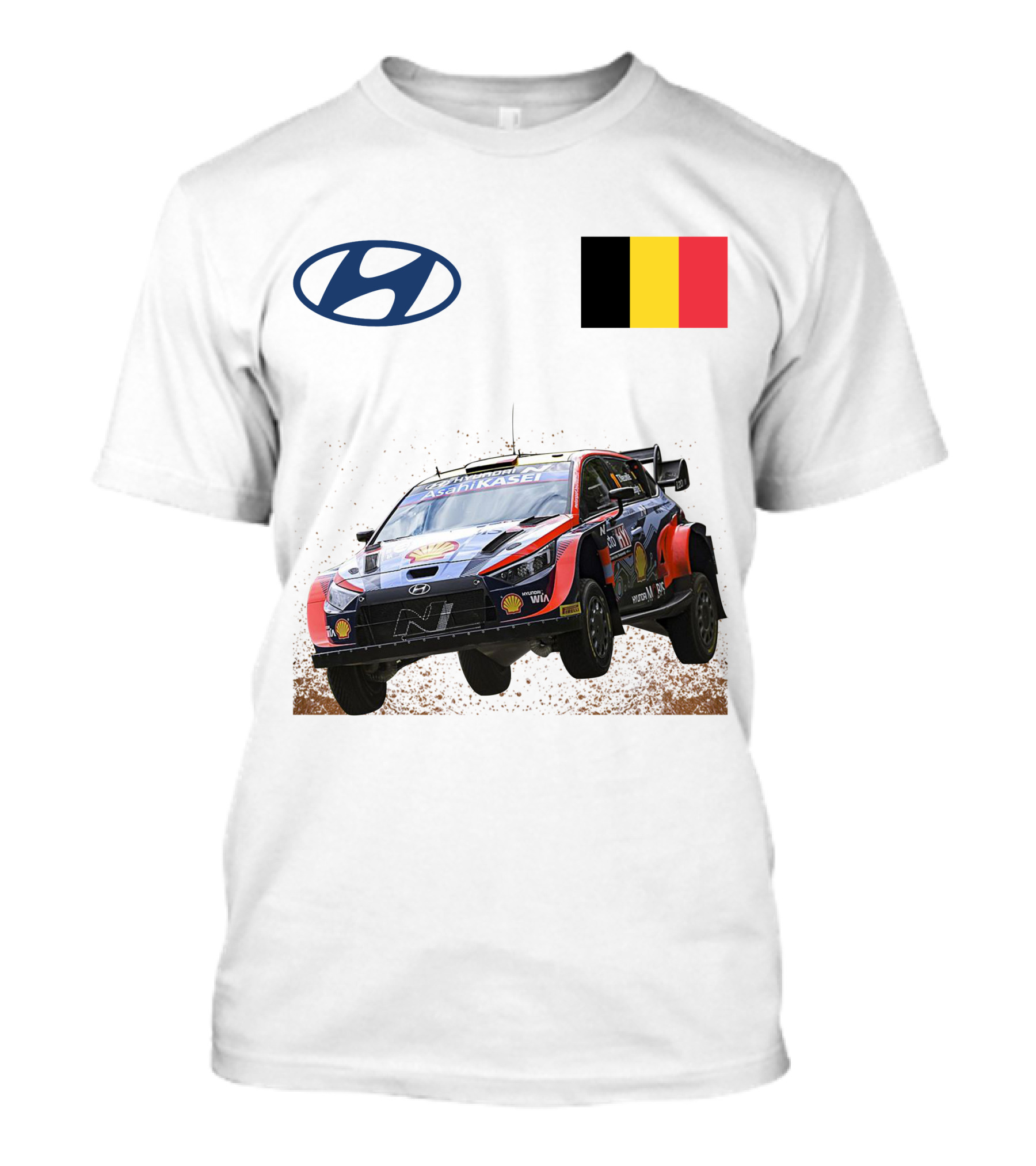 Neuville Hyundai Motorsport Team Rally Car Belgium Flag Iconic Racing Décor T-Shirt
