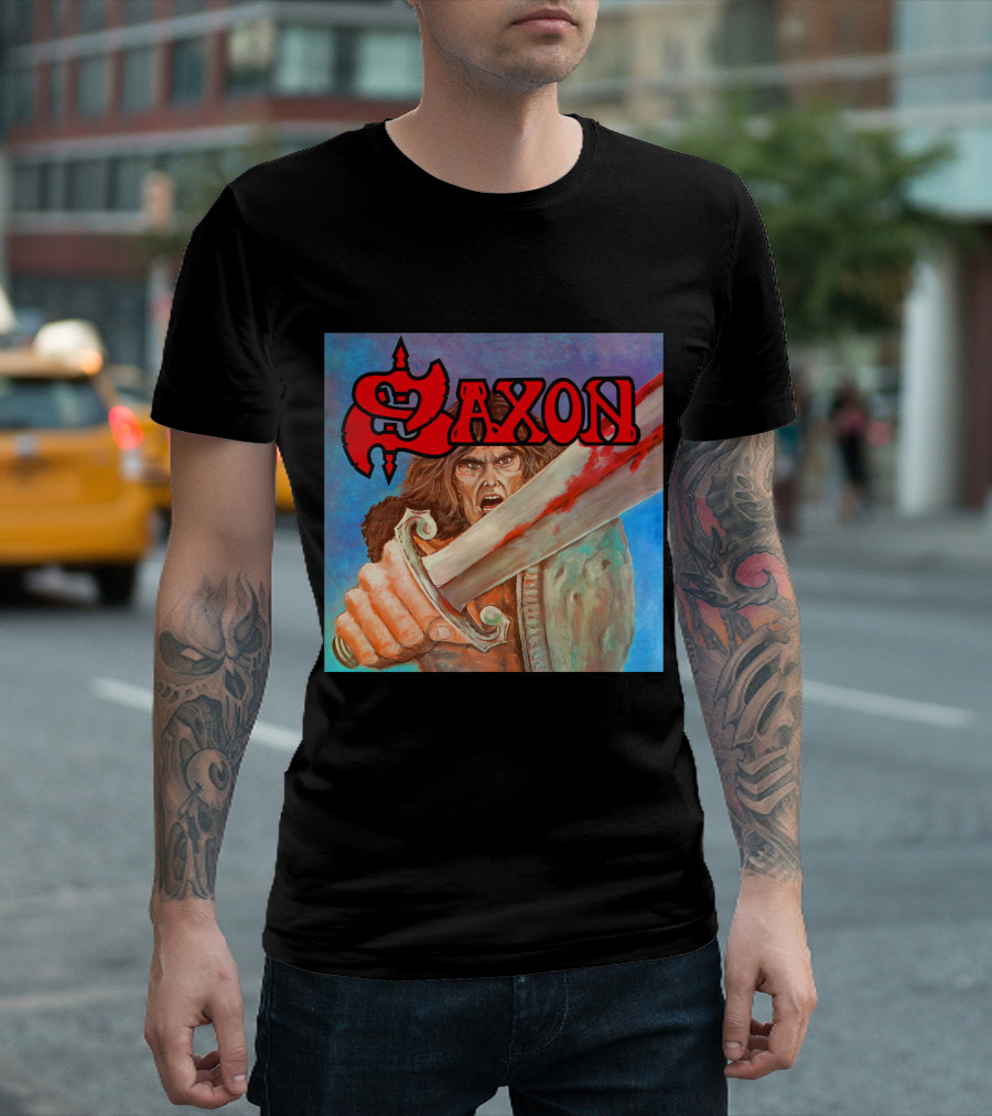 SAXON Crusader Warrior with Bloodied Sword T-Shirt