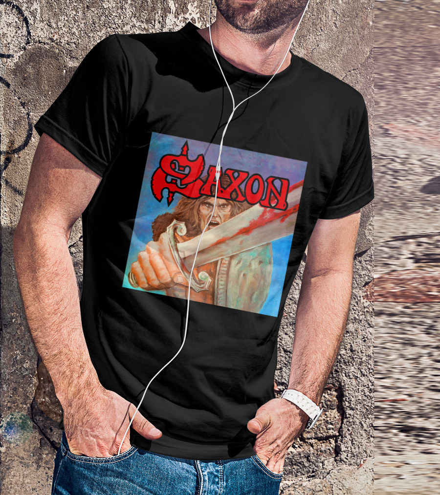 SAXON Crusader Warrior With Bloodied Sword T-Shirt