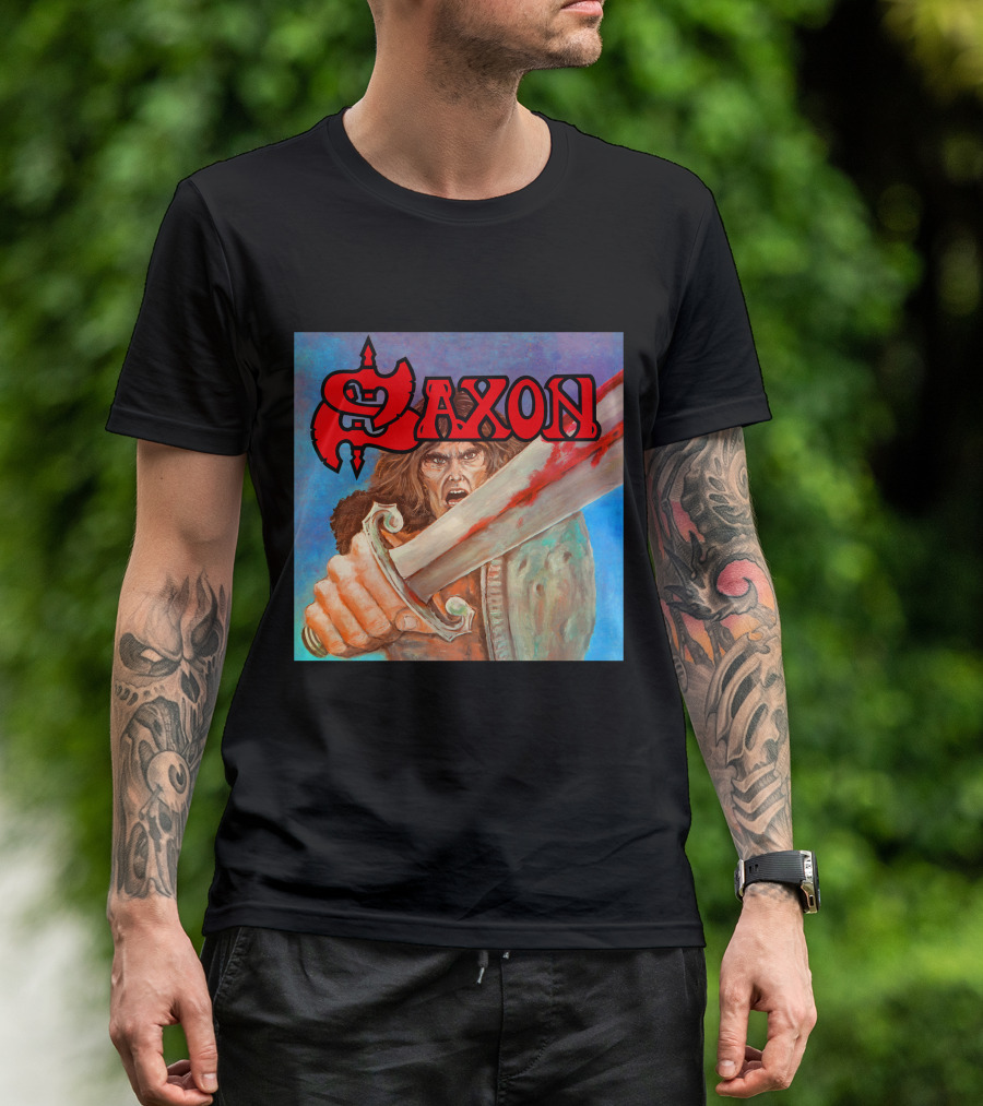 SAXON Crusader Warrior With Bloodied Sword T-Shirt