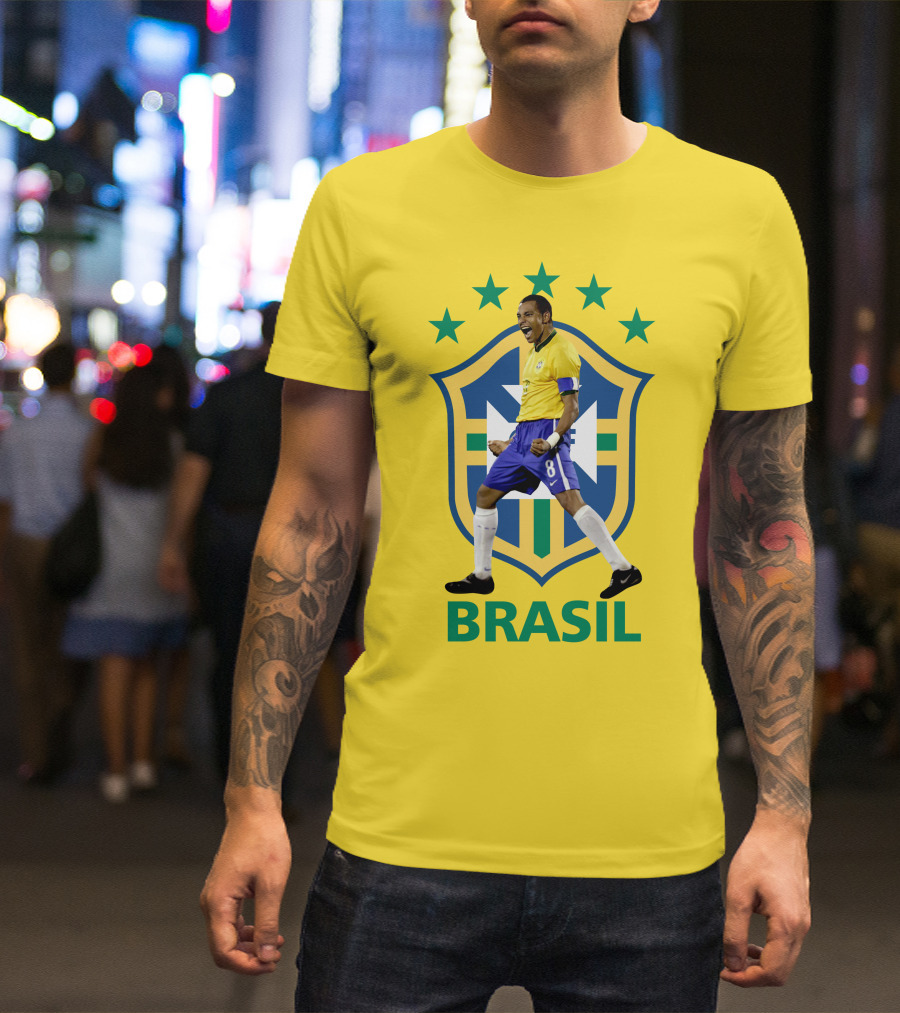 Gilberto Brasil Soccer Star With Brazil National Team Logo And Stars T-Shirt