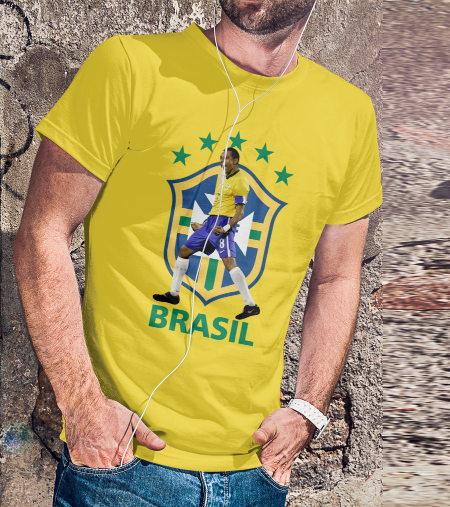 Gilberto Brasil Soccer Star With Brazil National Team Logo And Stars T-Shirt