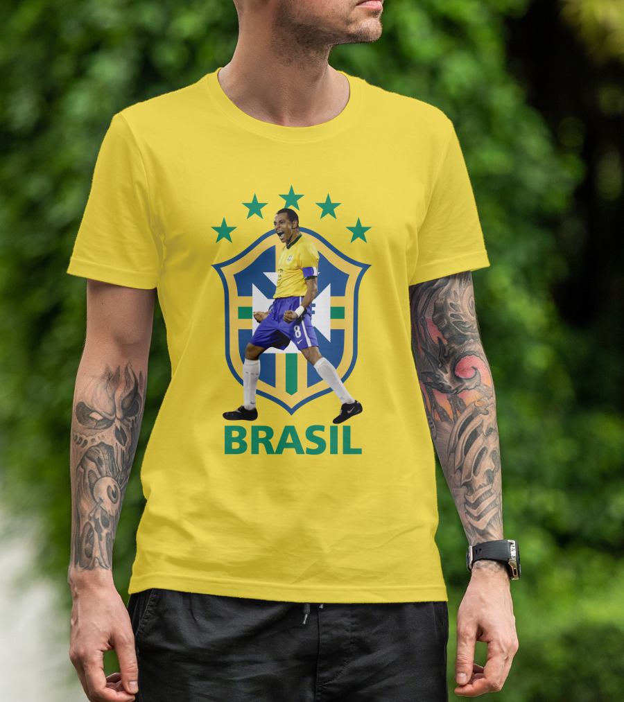 Gilberto Brasil Soccer Star With Brazil National Team Logo And Stars T-Shirt