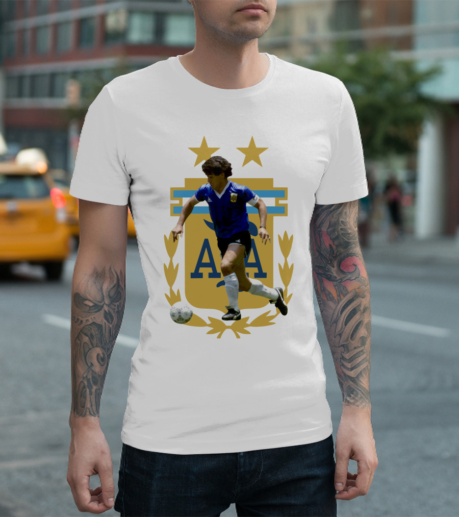 Maradona Argentina AFA Football Legend Blue Jersey T-Shirt