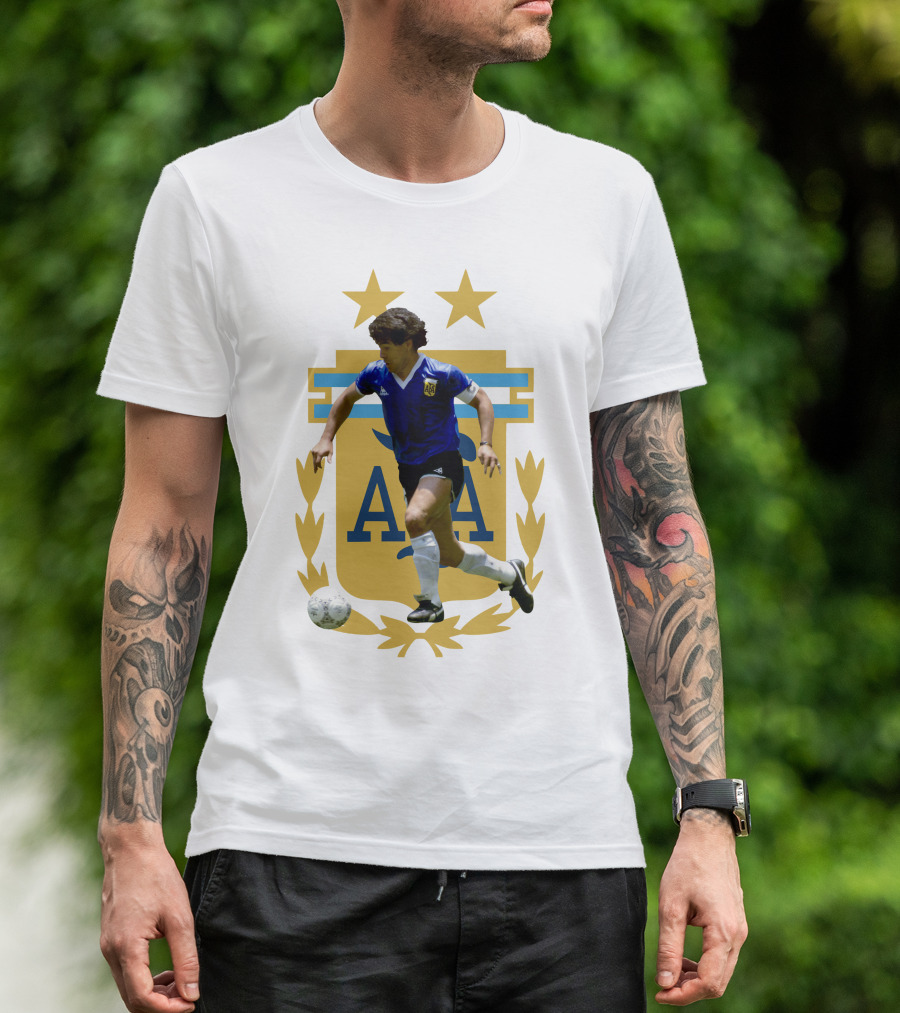 Maradona Argentina AFA Football Legend Blue Jersey T-Shirt