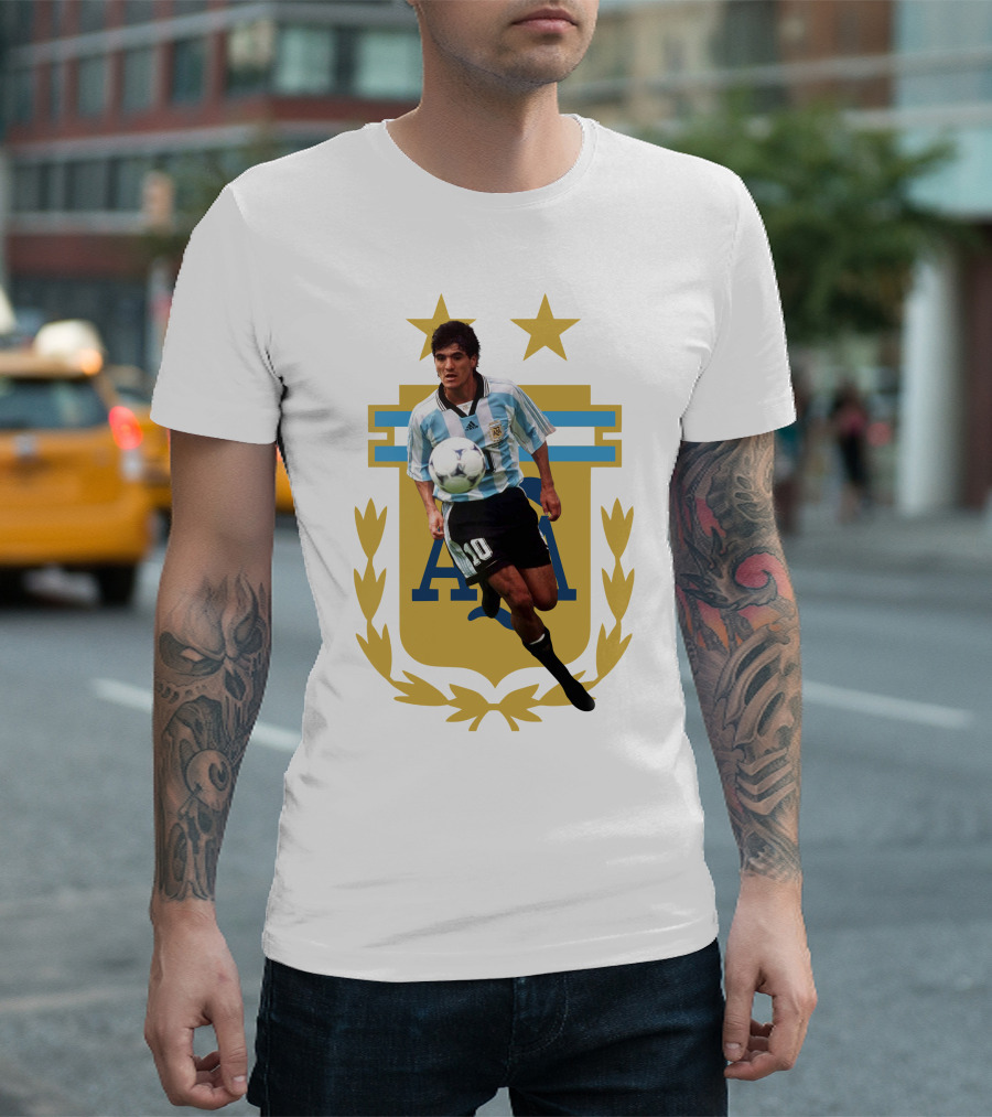 Argentinian Soccer Legend Number 10 Ortega AFA Emblem T-Shirt