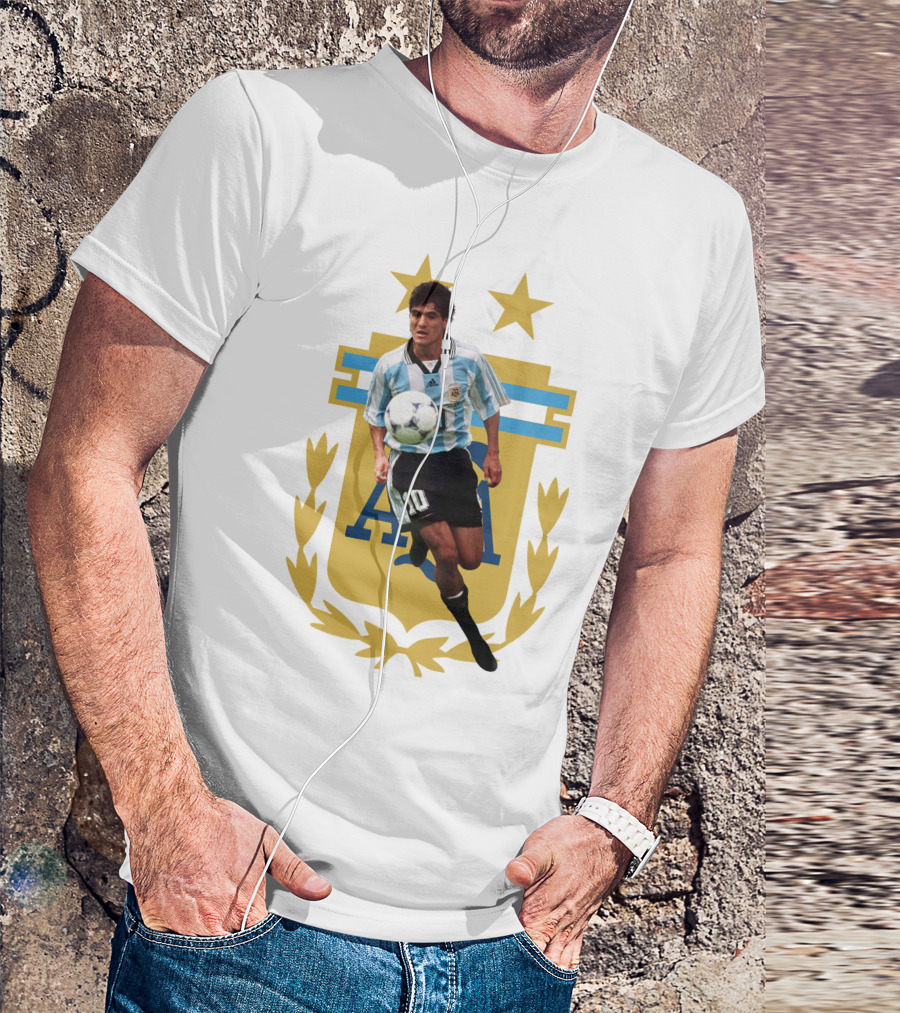 Argentinian Soccer Legend Number 10 Ortega AFA Emblem T-Shirt