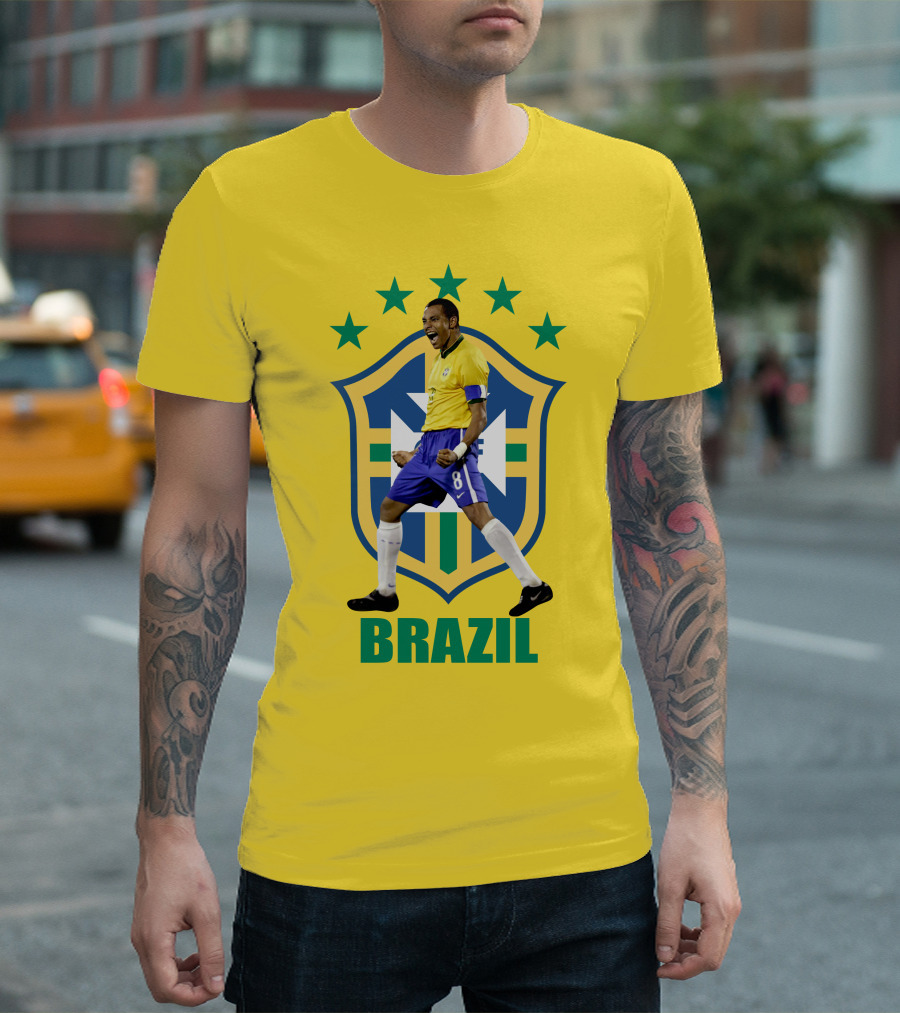 Gilberto Brazil Soccer Star with Shield and Stars T-Shirt