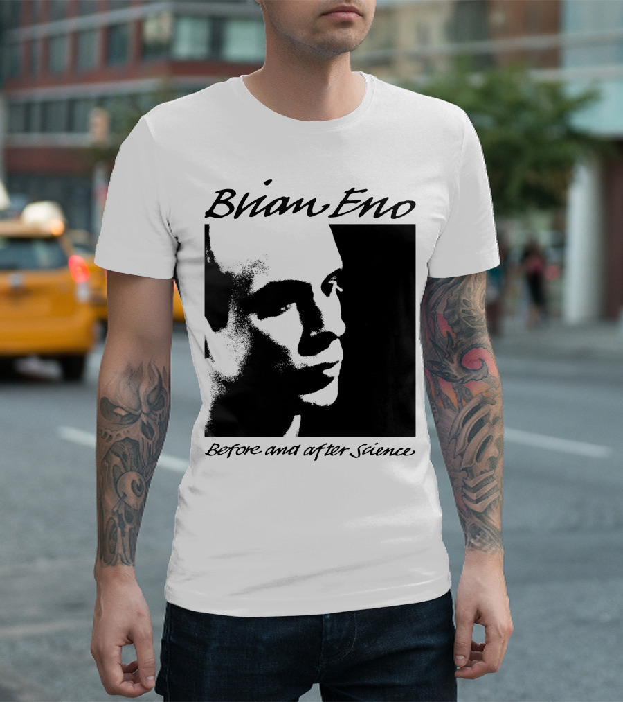 Brian Eno Before And After Science Album Face Black and White Profile T-Shirt