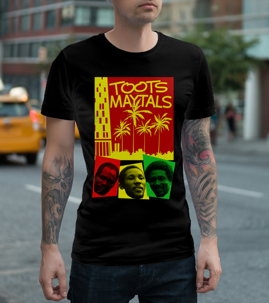 Toots and the Maytals Palm Trees and Faces in Red Yellow Green T-Shirt