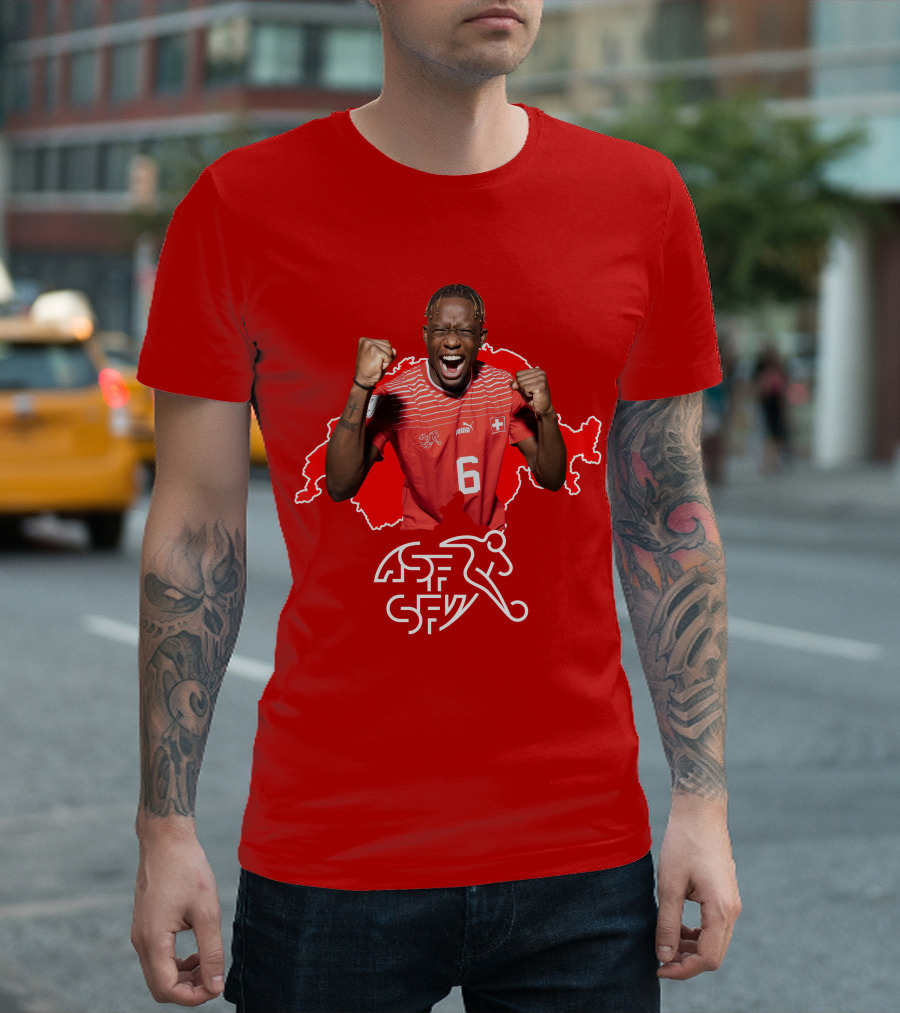 Denis Zakaria Switzerland National Team Football Jersey Map Background T-Shirt