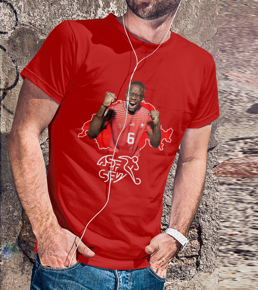 Denis Zakaria Switzerland National Team Football Jersey Map Background T-Shirt