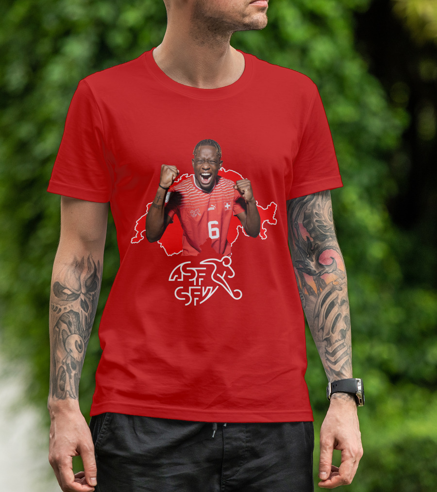 Denis Zakaria Switzerland National Team Football Jersey Map Background T-Shirt