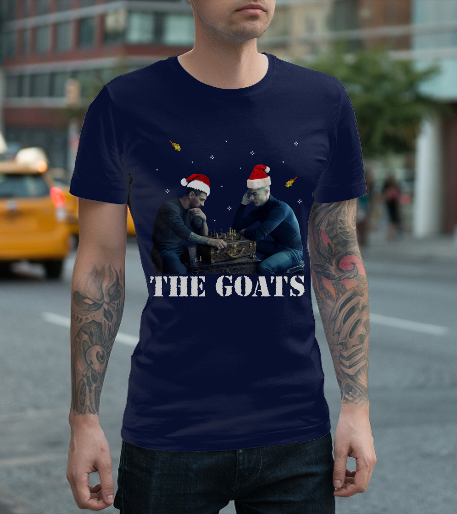 The Goat Xmas Chess Match with Santa Hats T-Shirt