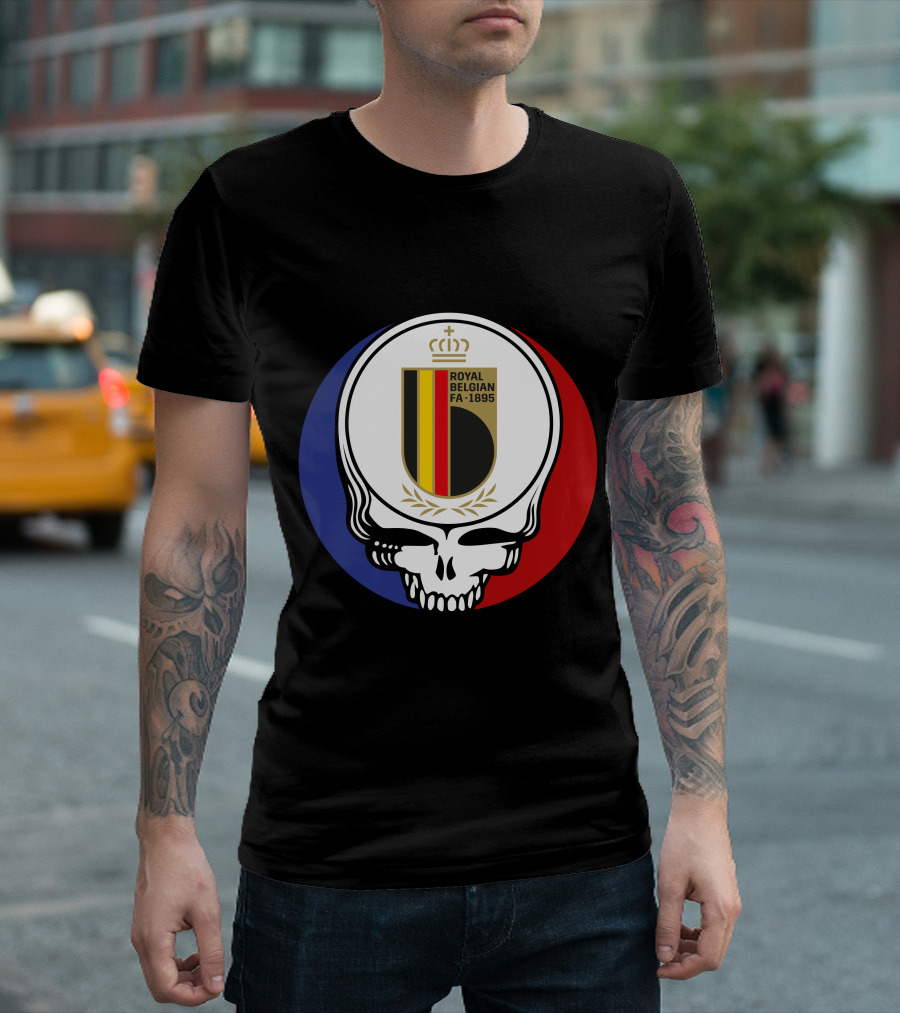 Belgian Red Devils Grateful Dead Royal Belgian FA 1895 Skull Emblem T-Shirt