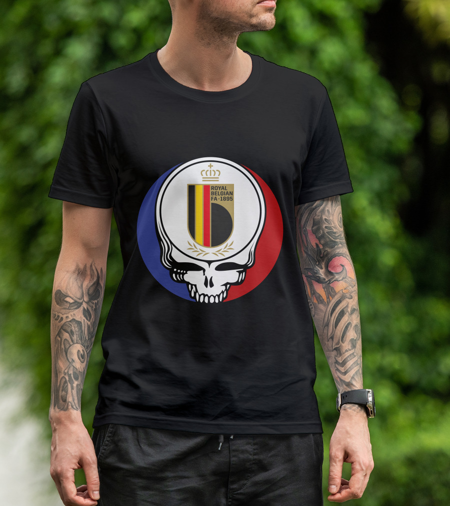 Belgian Red Devils Grateful Dead Royal Belgian FA 1895 Skull Emblem T-Shirt