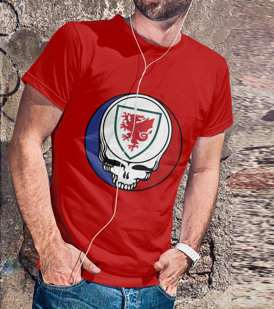 Wales National Football Team Grateful Dead Skull Emblem T-Shirt
