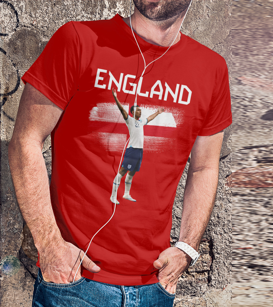 Jude Bellingham England Football Celebration With Red Cross T-Shirt