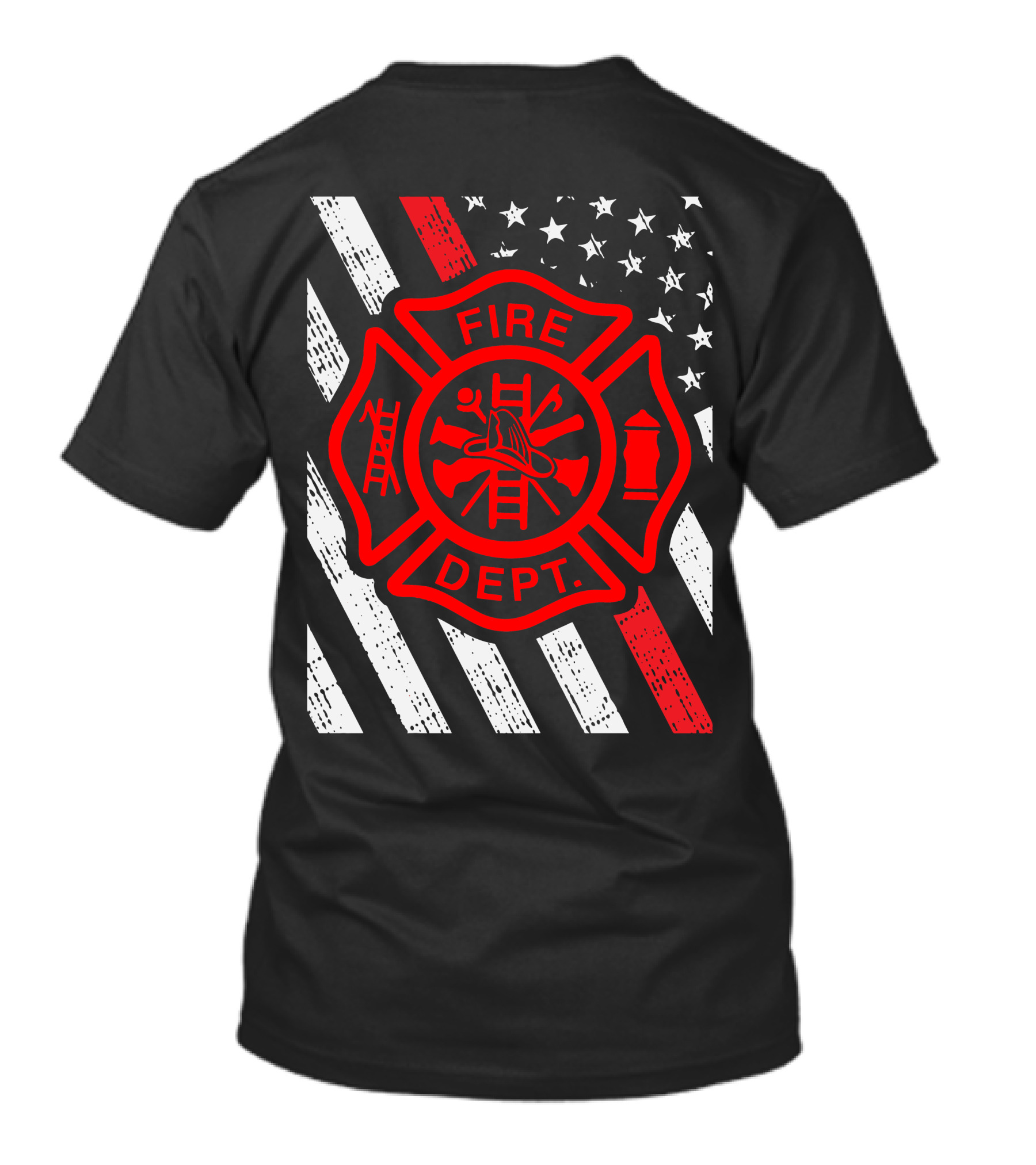 Fire Dept Red Thin Line Flag T-Shirt