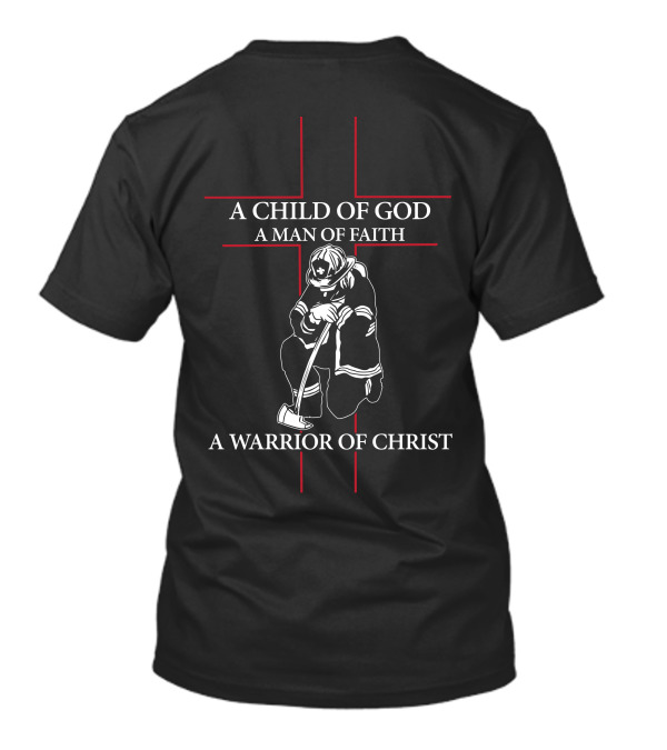 Warrior Of Christ Cross Symbol In Red Lines T-Shirt