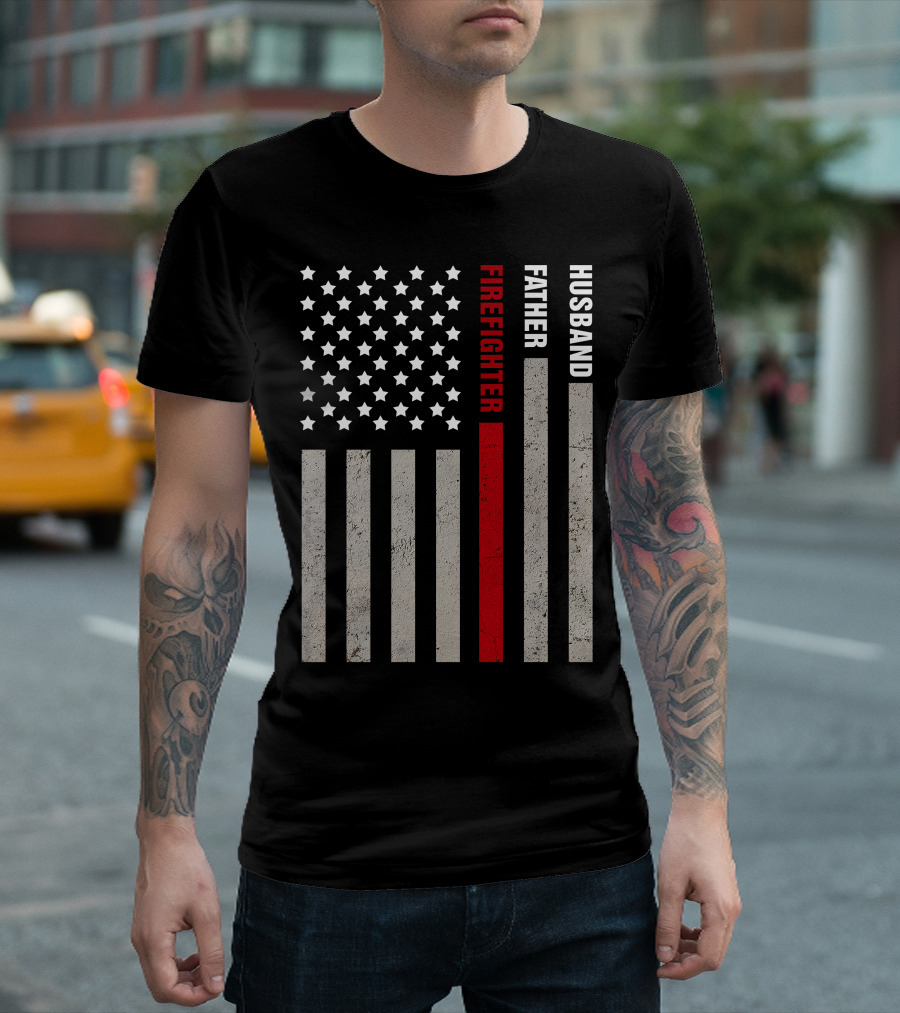 FIREFIGHTER BAR GRAPH RED STRIPE T-Shirt