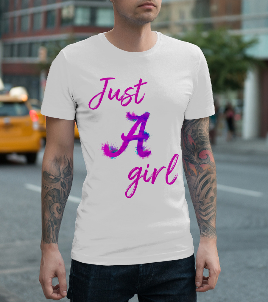 Just A Girl Aesthetic Calligraphy Bright Colors T-Shirt