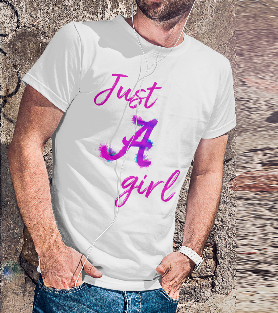 Just A Girl Aesthetic Calligraphy Bright Colors T-Shirt