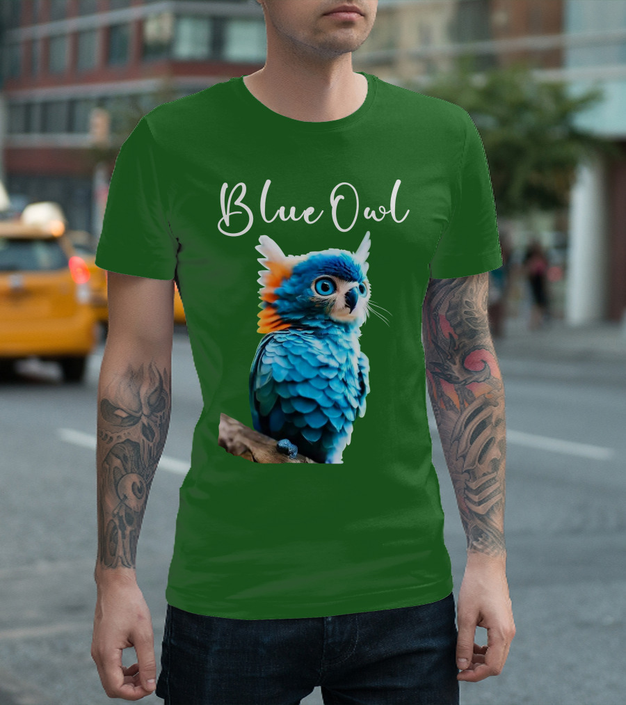 Beautiful Blue Owl Fantasy Creature T-Shirt
