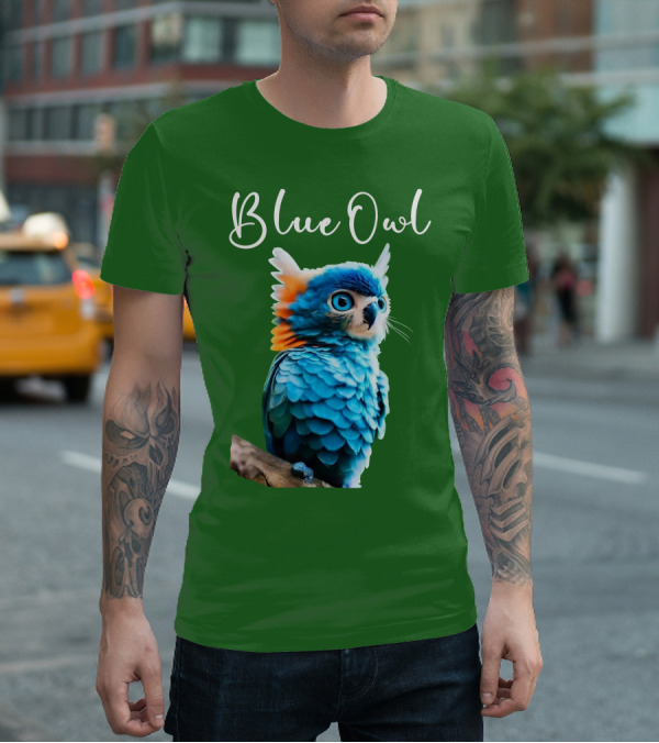 Beautiful Blue Owl Fantasy Creature T-Shirt