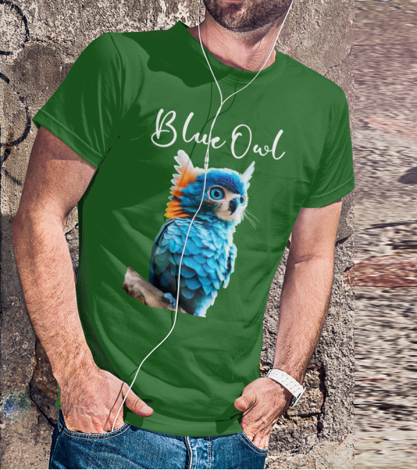 Beautiful Blue Owl Fantasy Creature T-Shirt