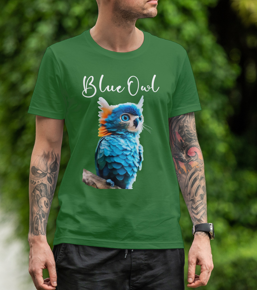 Beautiful Blue Owl Fantasy Creature T-Shirt