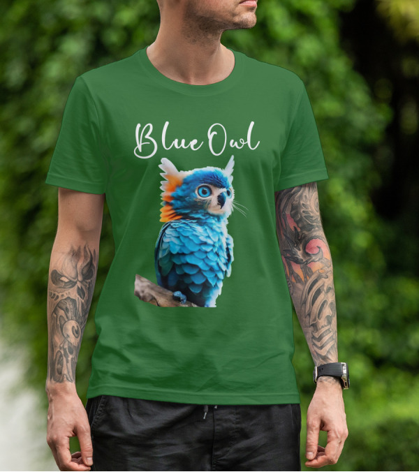 Beautiful Blue Owl Fantasy Creature T-Shirt