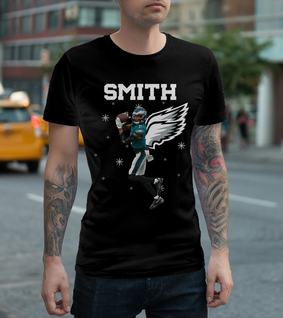Smith DeVonta Eagles Wings Christmas PE T-Shirt