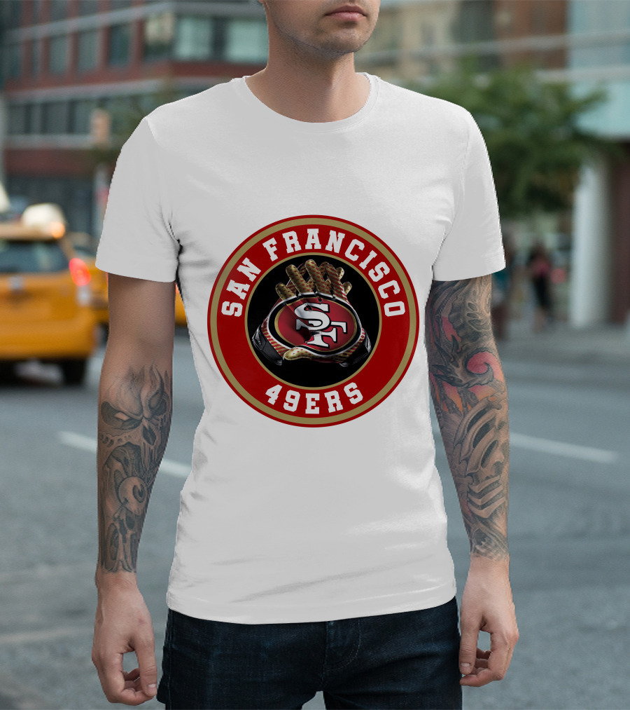 San Francisco 49ers Football Glove Emblem T-Shirt