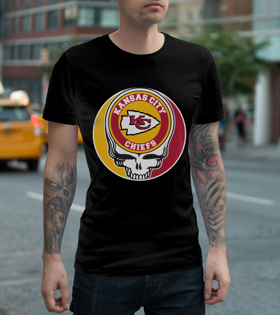 Kansas City Chiefs Grateful Dead Skull Logo Collaboration T-Shirt