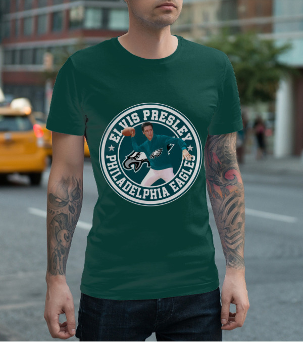 Elvis Presley Philadelphia Eagles Football Quarterback T-Shirt