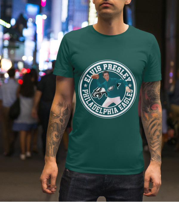 Elvis Presley Philadelphia Eagles Football Quarterback T-Shirt