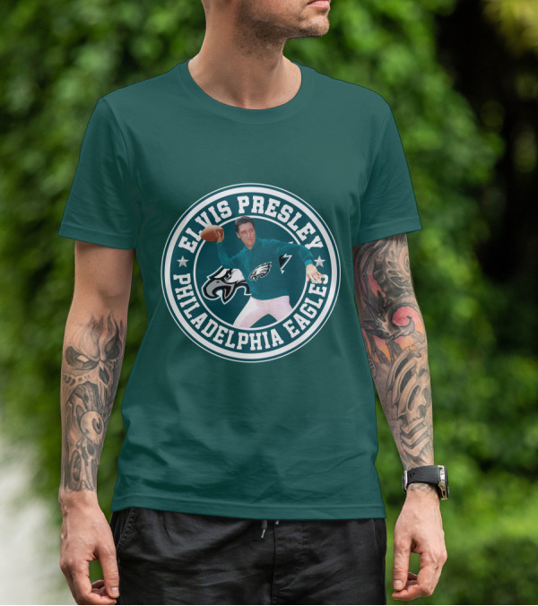 Elvis Presley Philadelphia Eagles Football Quarterback T-Shirt