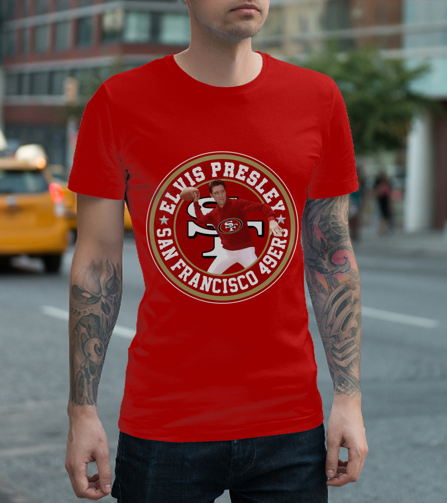 Elvis Presley San Francisco 49ers Football Player Circle T-Shirt