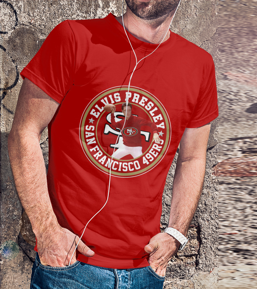 Elvis Presley San Francisco 49ers Football Player Circle T-Shirt