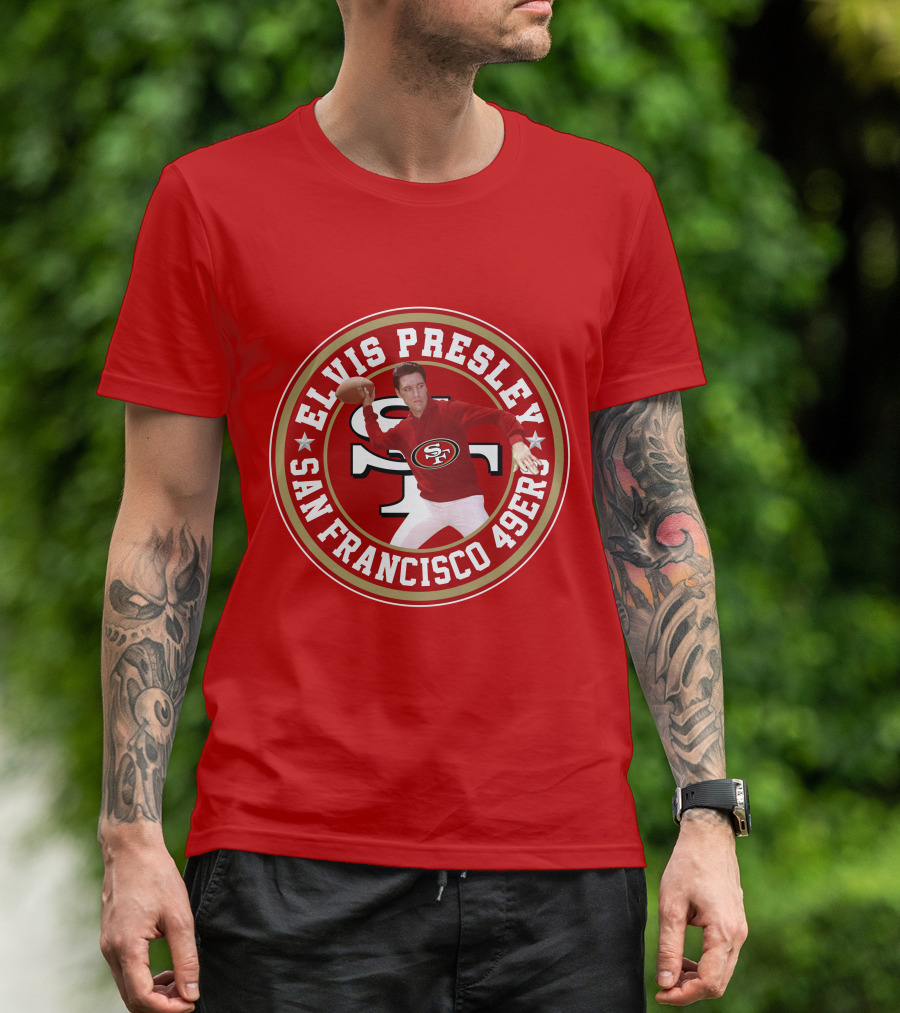 Elvis Presley San Francisco 49ers Football Player Circle T-Shirt