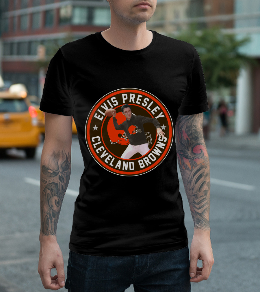 Elvis Presley Cleveland Browns Football Quarterback T-Shirt