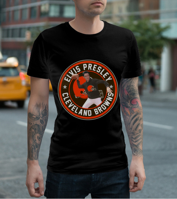 Elvis Presley Cleveland Browns Football Quarterback T-Shirt