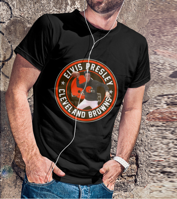 Elvis Presley Cleveland Browns Football Quarterback T-Shirt