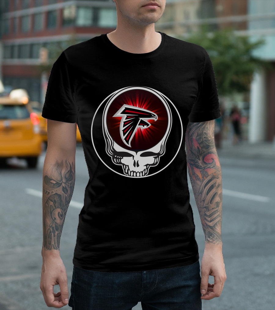 Atlanta Falcons Logo Red Aura Skull T-Shirt