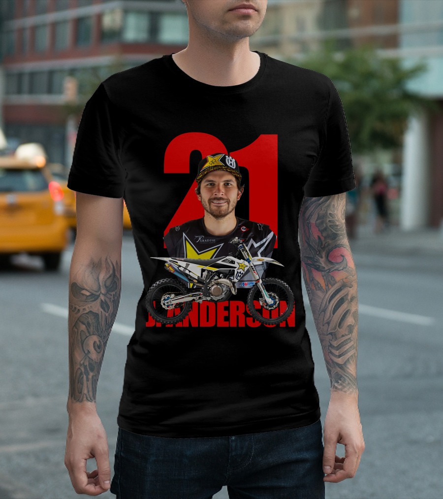 Jason Anderson 21 Motocross Star With Bike And Number T-Shirt