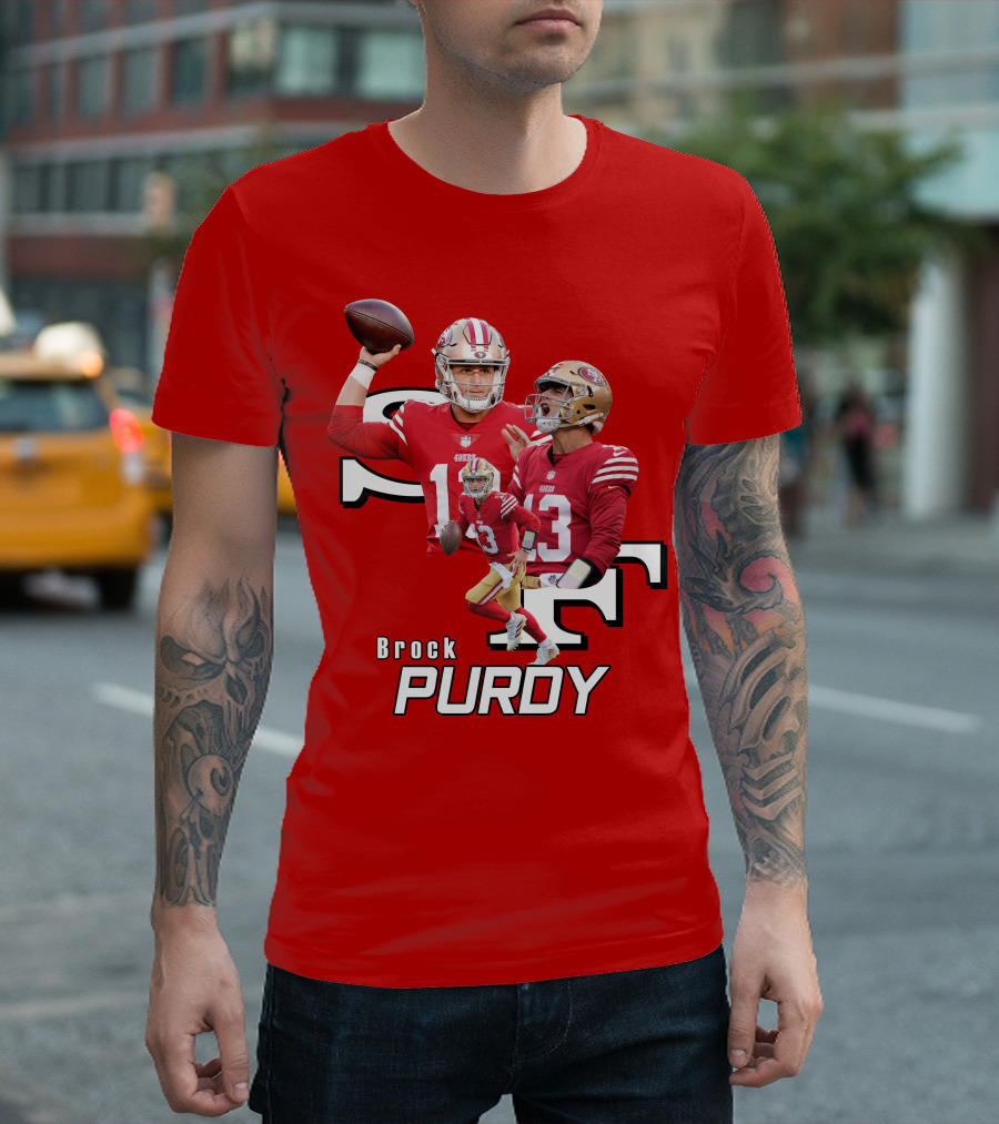 Brock Purdy NFL Quarterback Action Collage T-Shirt