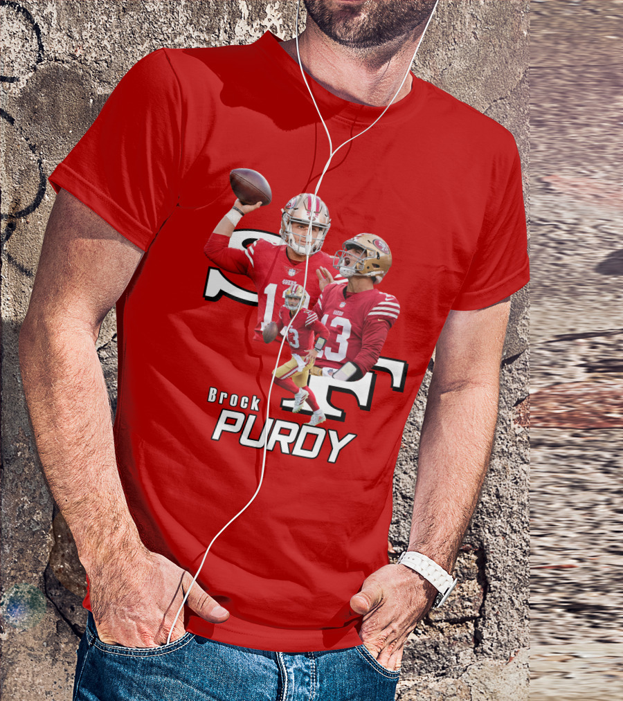 Brock Purdy NFL Quarterback Action Collage T-Shirt