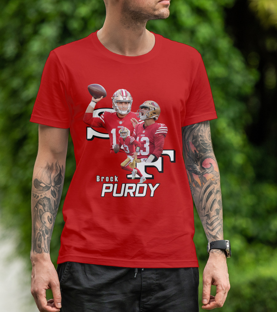 Brock Purdy NFL Quarterback Action Collage T-Shirt